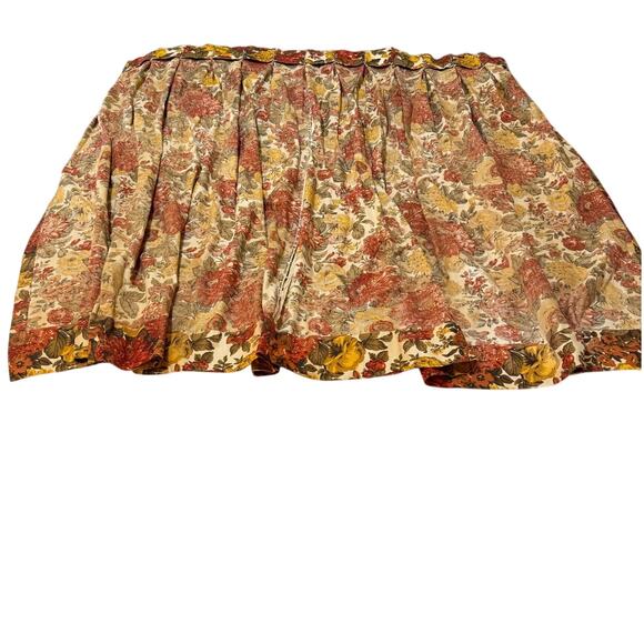 Vintage 70s Orange Yellow Floral SINGLE Pleated Drape Curtain Bloomcraft 55x55 - Picture 3 of 12